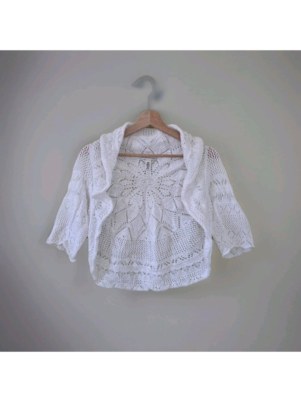 Banana Republic White Crocheted Open Cardigan Shrug